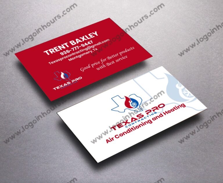 Two-sided red and white business card design mockup