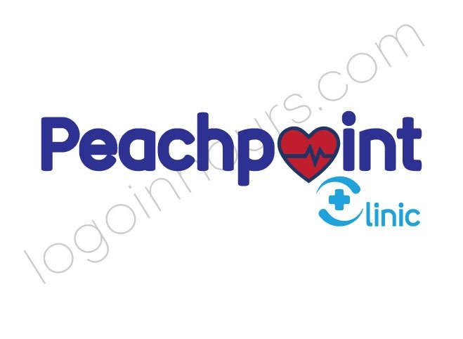 Peachpoint Clinic wordmark with heart in the letter o