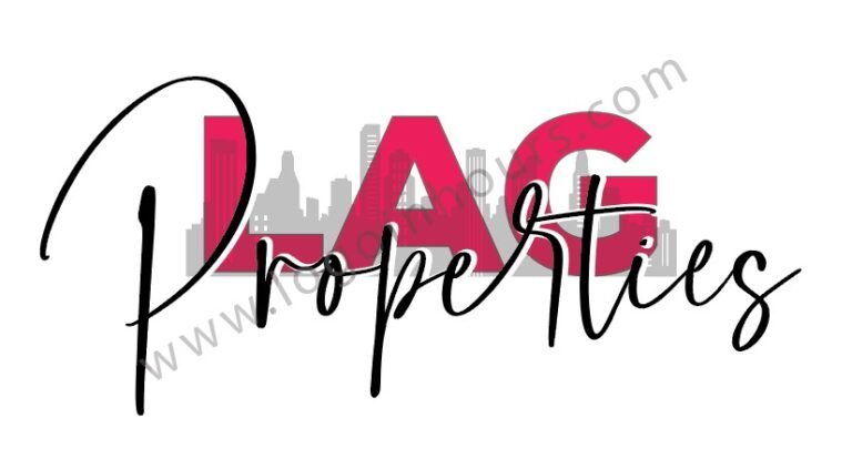 Script logo for LAG Properties in black and red