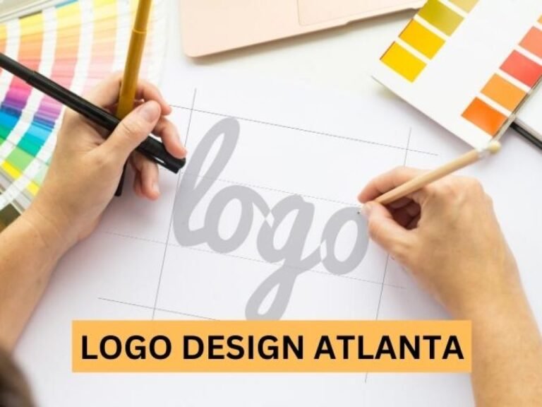 Designer sketching a custom logo with color swatches